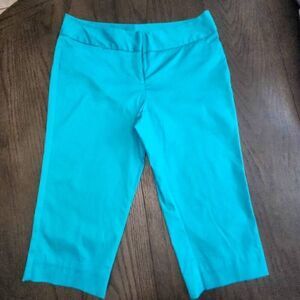 Worthington Crop Pants Womens Teal Blue Stretch Pockets size 10
